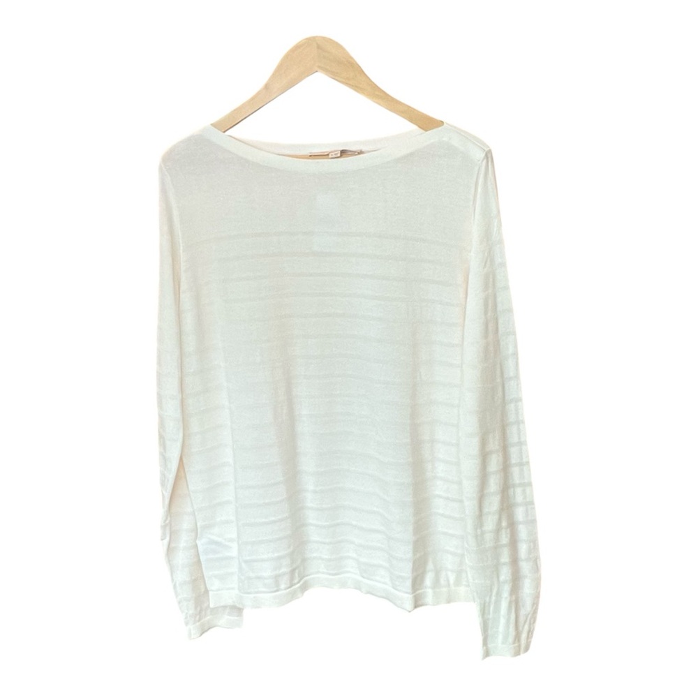LOFT Cream Striped Sweater - XL